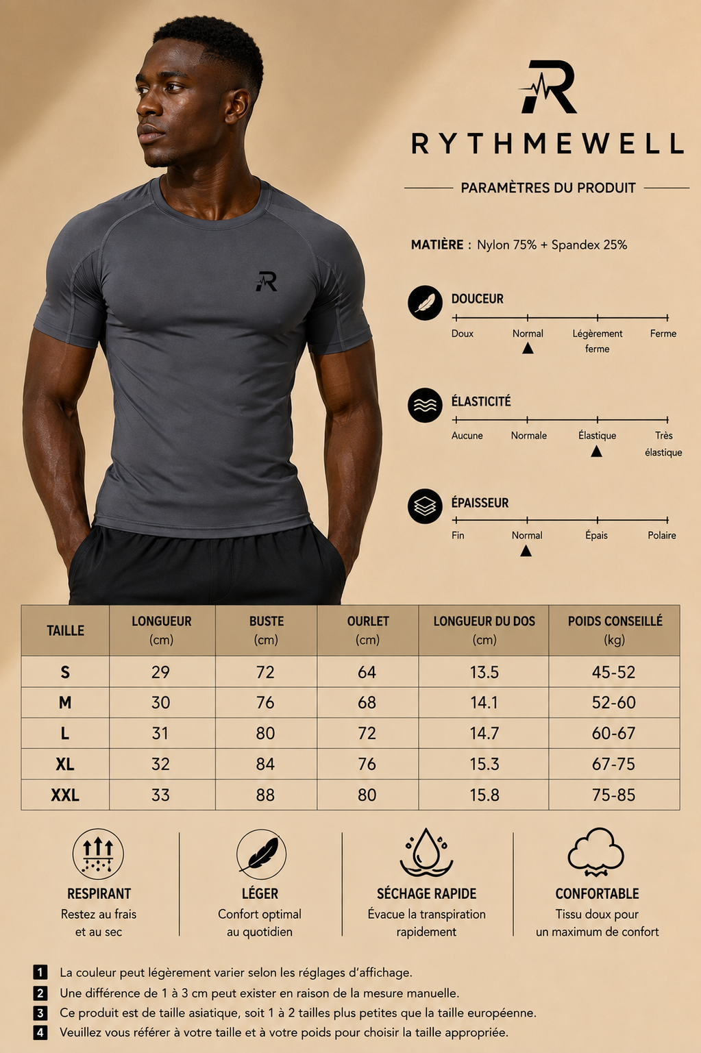 T-SHIRT SPORT COMPRESSION MANCHES COURTES – Coupe Moulante, Liberté de Mouvement & Performance Maximale