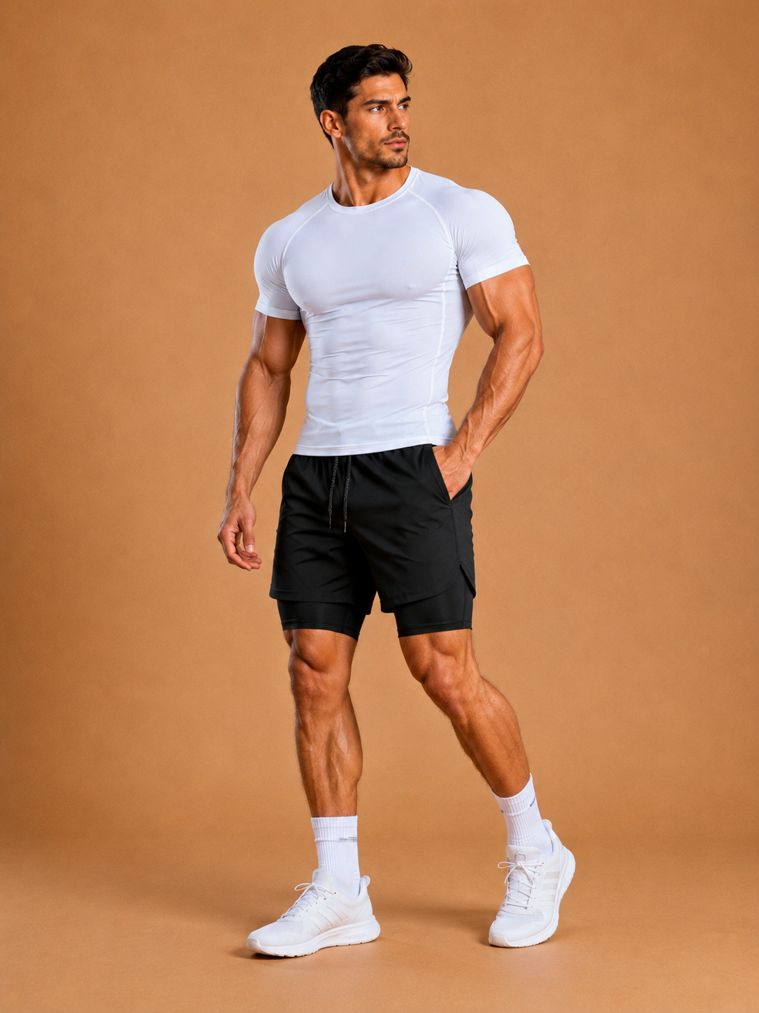 T-shirt de sport pour hommes, compression, élastique, séchage rapide et serré en évacuant la transpiration, respirant, jogging, course, fitness, entraînement athlétique