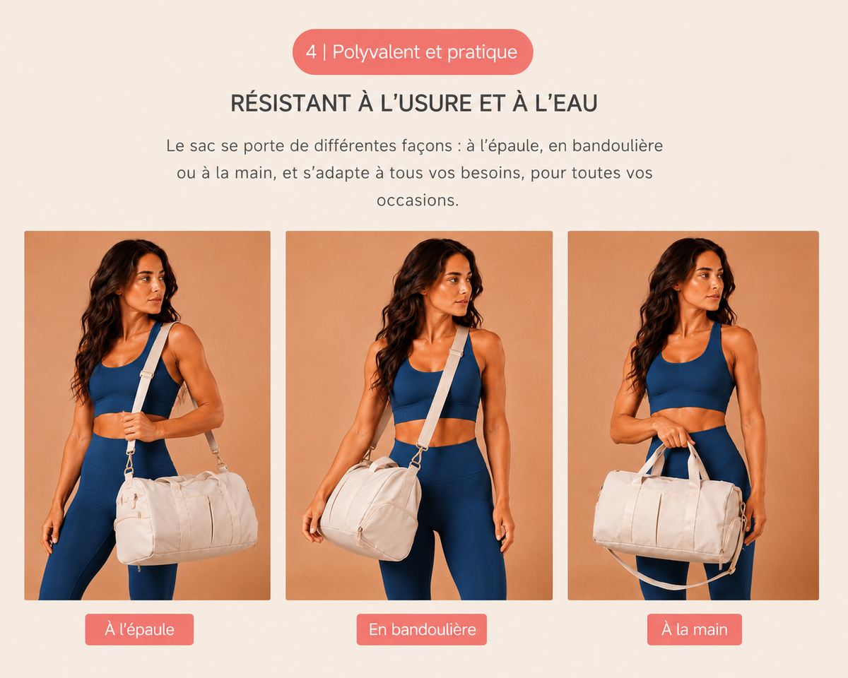 SAC DE SPORT, VOYAGE AVEC SÉPARATION POUR CHAUSSURE - Le sac qui vous suit partout, du sport au quotidien.