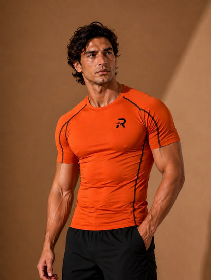 T-SHIRT SPORT COMPRESSION MANCHES COURTES – Coupe Moulante, Liberté de Mouvement & Performance Maximale