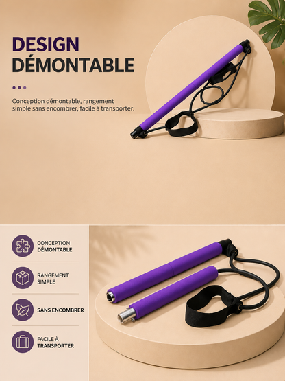 KIT DE PILATES PORTABLE AVEC BANDES DE RESISTANCE  - Sculptez votre silhouette et entraînez-vous efficacement où que vous soyez.