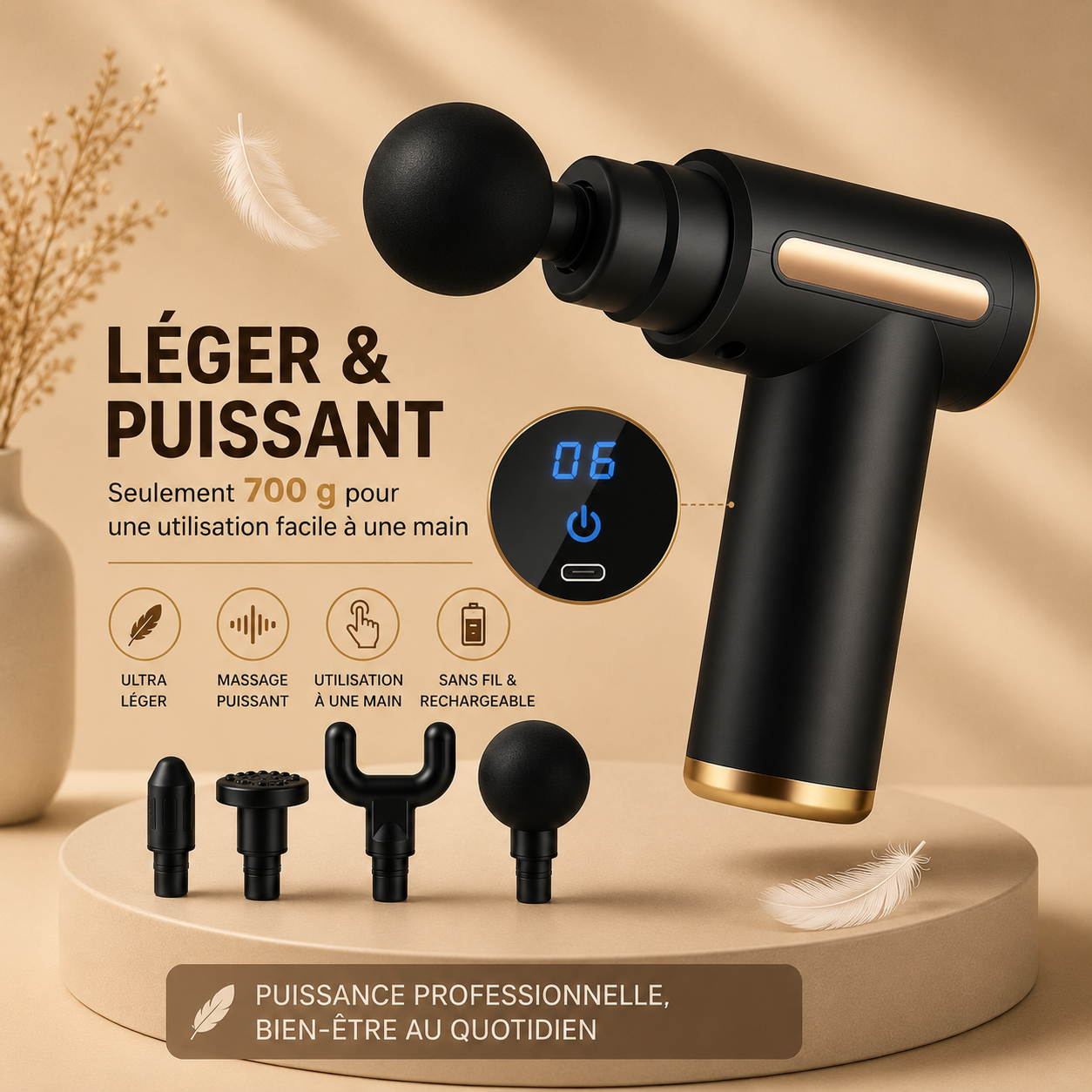PISTOLET DE MASSAGE NOUVELLE GÉNÉRATION -  Récupérez plus vite, performez plus longtemps