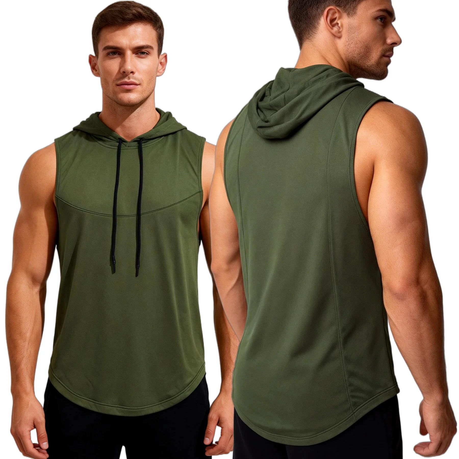 Custom LOGO Quick Dry Sleeveless Hoodies Men Hooded Running Shirts Sports Training Workout Sportswear Vest Gym Fitness Tank Tops