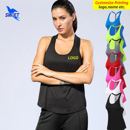 Summer Quick Dry Sleeveless Running Shirt Women Breathable Yoga Tops Sexy Gym Fitness Sportswear Vest Elastic Tank Top Customize