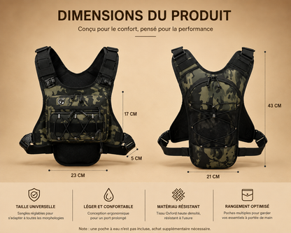SAC DE POTRINE TACTIQUE D'HYDRATATION - Pour course à pied, Gilet D'hydratation pour cyclisme, randonnée, marathon.