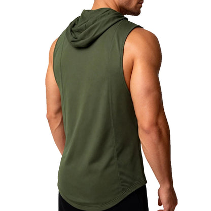 Custom LOGO Quick Dry Sleeveless Hoodies Men Hooded Running Shirts Sports Training Workout Sportswear Vest Gym Fitness Tank Tops