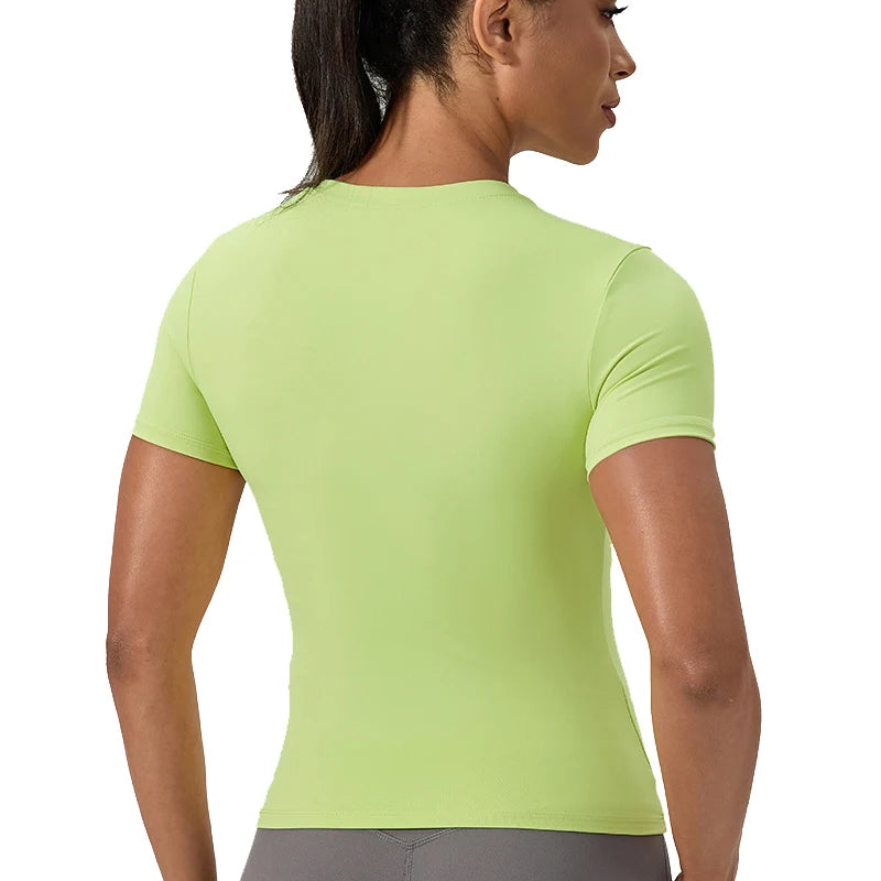 Customize LOGO Women Compression Shirts Short Sleeve Athletic Yoga Running T-Shirt Gym Workout Quick Dry Stretchy Tees Tops