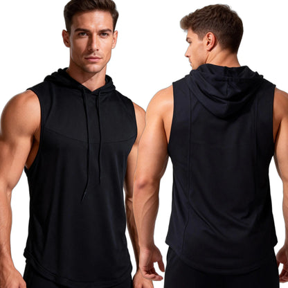 Custom LOGO Quick Dry Sleeveless Hoodies Men Hooded Running Shirts Sports Training Workout Sportswear Vest Gym Fitness Tank Tops