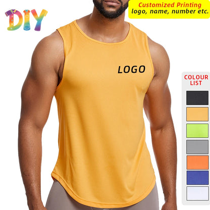 Custom LOGO Men'S Running Vest Marathon Training Sleeveless Shirts Breathable Sports Jogging Tank Tops Quick Dry Basketball Tees