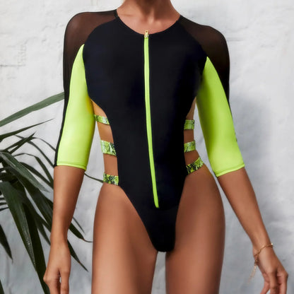 2026 Long Sleeve Swimwear Women One Piece Sexy Swimsuit Cut Out Bathers Bathing Swimming Swim Suit Beachwear Summer Bodysuit
