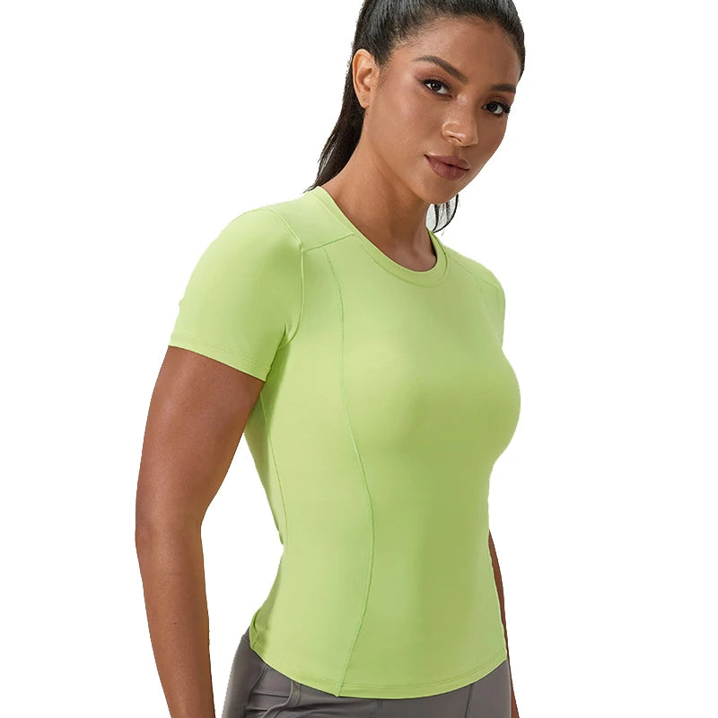 Customize LOGO Women Compression Shirts Short Sleeve Athletic Yoga Running T-Shirt Gym Workout Quick Dry Stretchy Tees Tops
