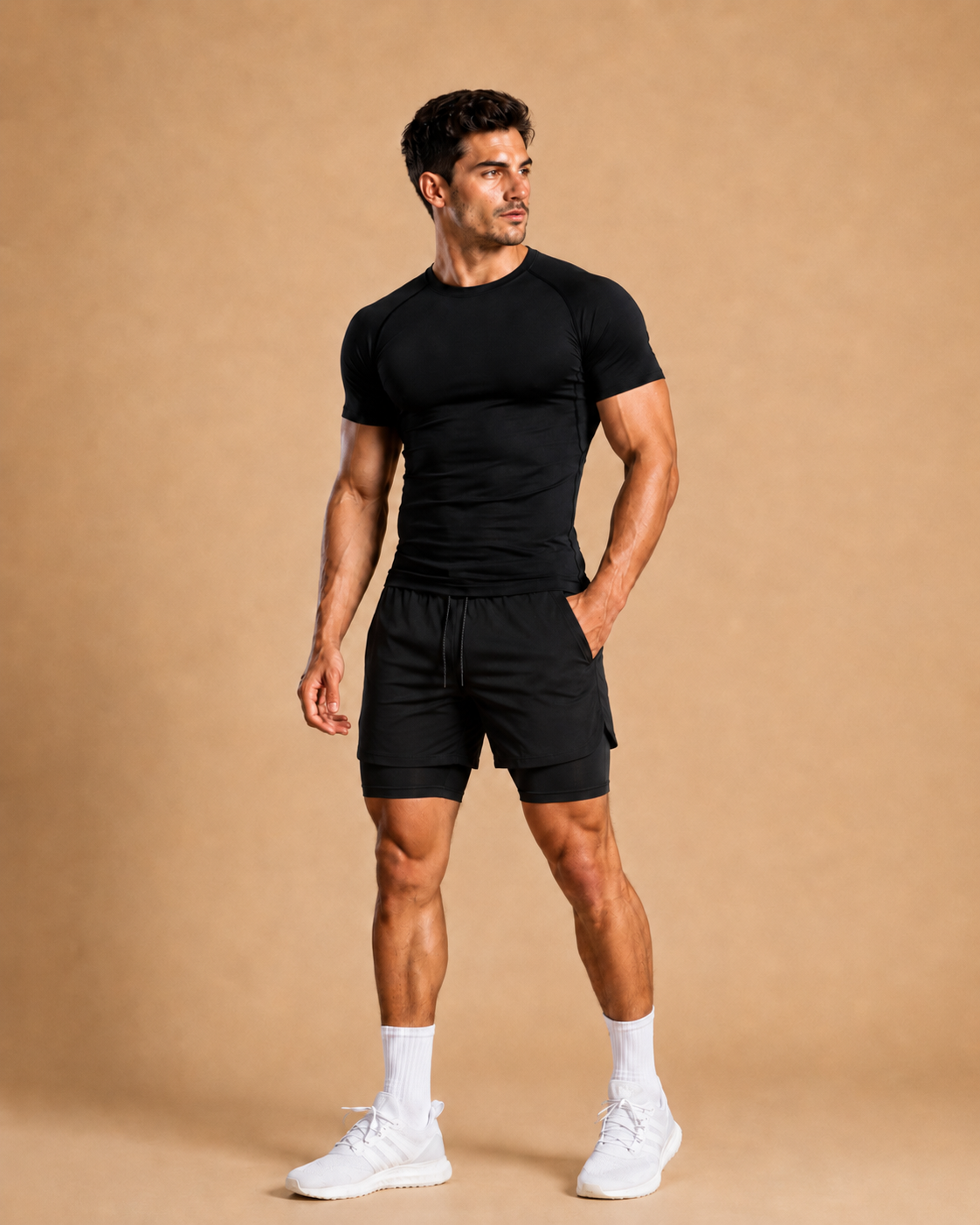 T-shirt de sport pour hommes, compression, élastique, séchage rapide et serré en évacuant la transpiration, respirant, jogging, course, fitness, entraînement athlétique