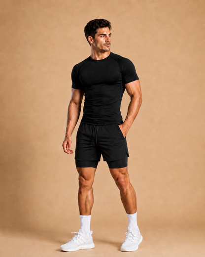 T-shirt de sport pour hommes, compression, élastique, séchage rapide et serré en évacuant la transpiration, respirant, jogging, course, fitness, entraînement athlétique