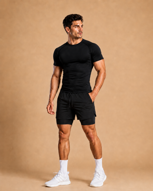 T-shirt de sport pour hommes, compression, élastique, séchage rapide et serré en évacuant la transpiration, respirant, jogging, course, fitness, entraînement athlétique