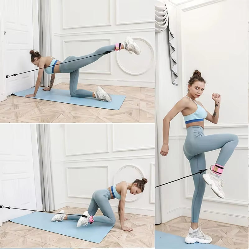 Resistance Band Set Workout Exercise Equipments Ankle Straps Fitness Yoga Elastic Fitness Bands for Home Gym Man and Woman Sport