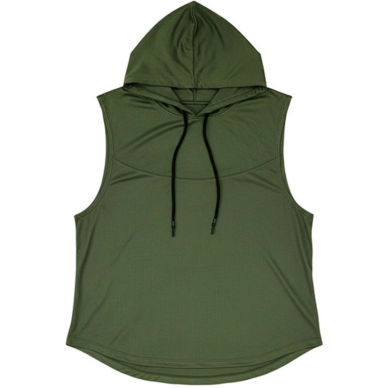 Custom LOGO Quick Dry Sleeveless Hoodies Men Hooded Running Shirts Sports Training Workout Sportswear Vest Gym Fitness Tank Tops