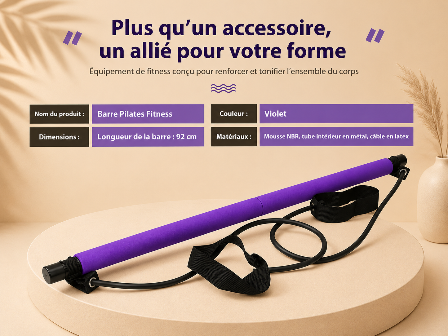 KIT DE PILATES PORTABLE AVEC BANDES DE RESISTANCE  - Sculptez votre silhouette et entraînez-vous efficacement où que vous soyez.