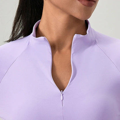 Customize LOGO Women Half Zipper Yoga Shirts Long Sleeve Fitness Running Gym T-Shirts Workout Quick Dry High Elastic Sports Tops