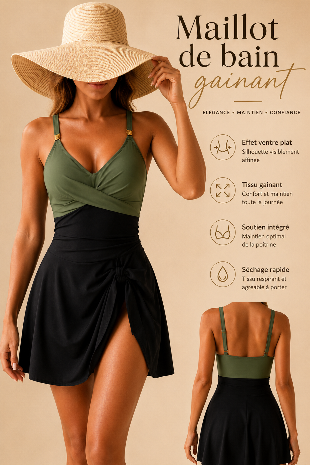 MAILLOT DE BAIN FEMME AVEC JUPE INTÉGRÉE - Parce que chaque femme mérite de se sentir belle, libre et confiante.