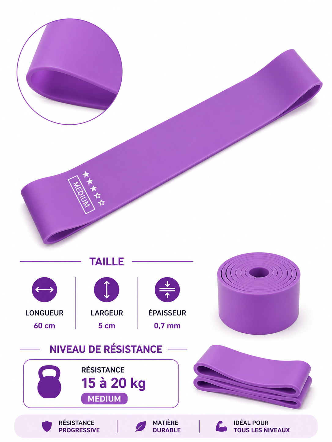 ELASTIQUE BANDE DE SPORT - Transforme ton corps, où que tu sois