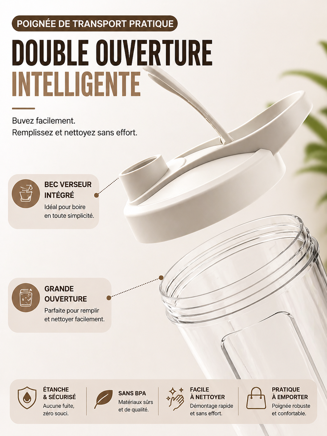 BOUTEILLE DE SHAKER POUR PROTÉINES ÉLECTRIQUE PORTABLE  - Votre allié fitness, du shake au résultat