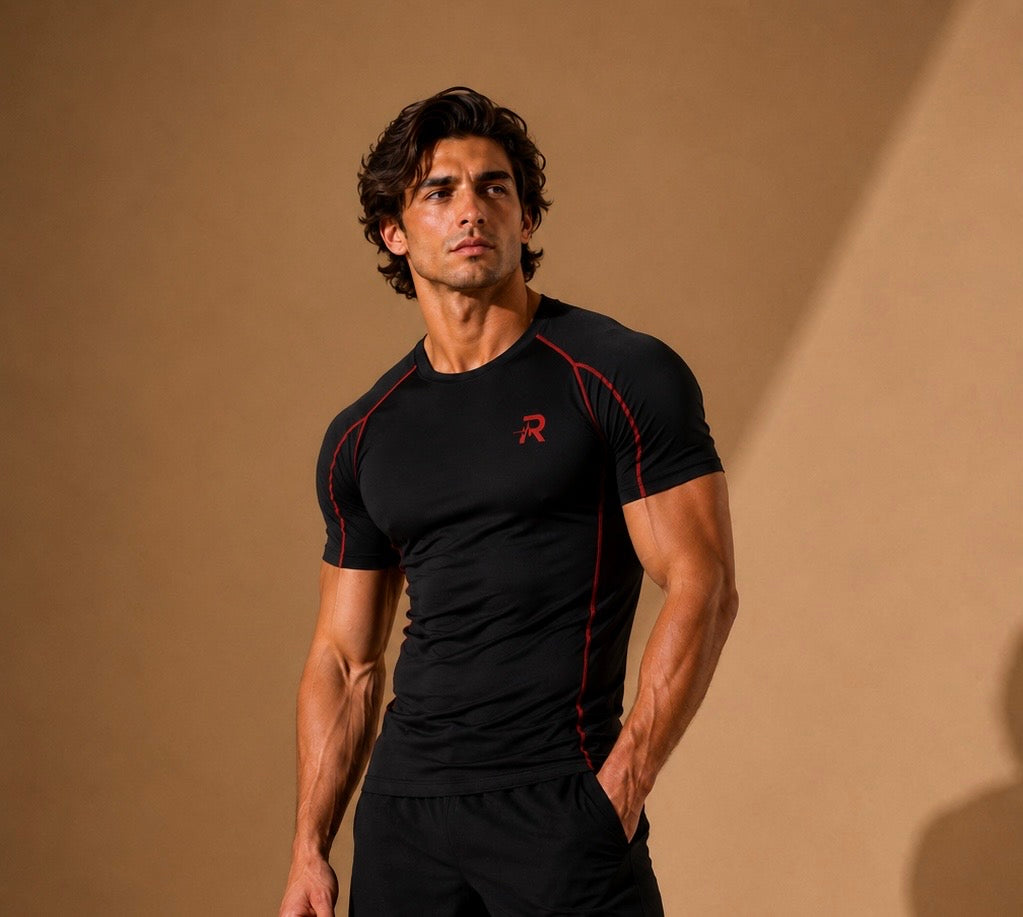 T-SHIRT SPORT COMPRESSION MANCHES COURTES – Coupe Moulante, Liberté de Mouvement & Performance Maximale