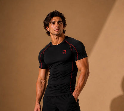 T-SHIRT SPORT COMPRESSION MANCHES COURTES – Coupe Moulante, Liberté de Mouvement & Performance Maximale