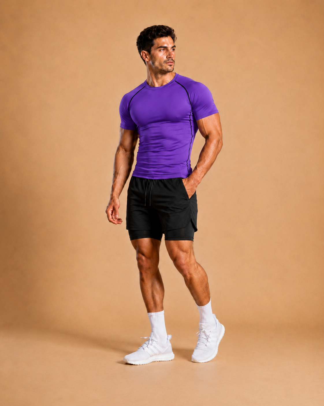 T-shirt de sport pour hommes, compression, élastique, séchage rapide et serré en évacuant la transpiration, respirant, jogging, course, fitness, entraînement athlétique