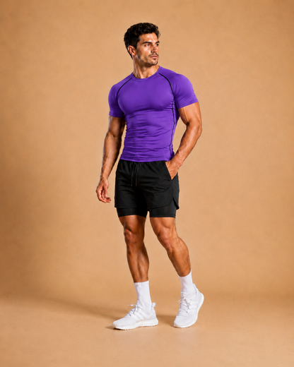 T-shirt de sport pour hommes, compression, élastique, séchage rapide et serré en évacuant la transpiration, respirant, jogging, course, fitness, entraînement athlétique