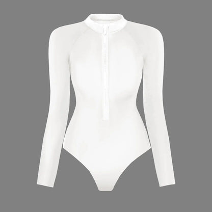 2026 Surfing Sport Swimsuit Long Sleeves Women One Piece Swimsuit Swimwear Solid Monokini Bathing Suit Tropical Bodysuit Female