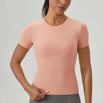 Customize LOGO Women Compression Shirts Short Sleeve Athletic Yoga Running T-Shirt Gym Workout Quick Dry Stretchy Tees Tops