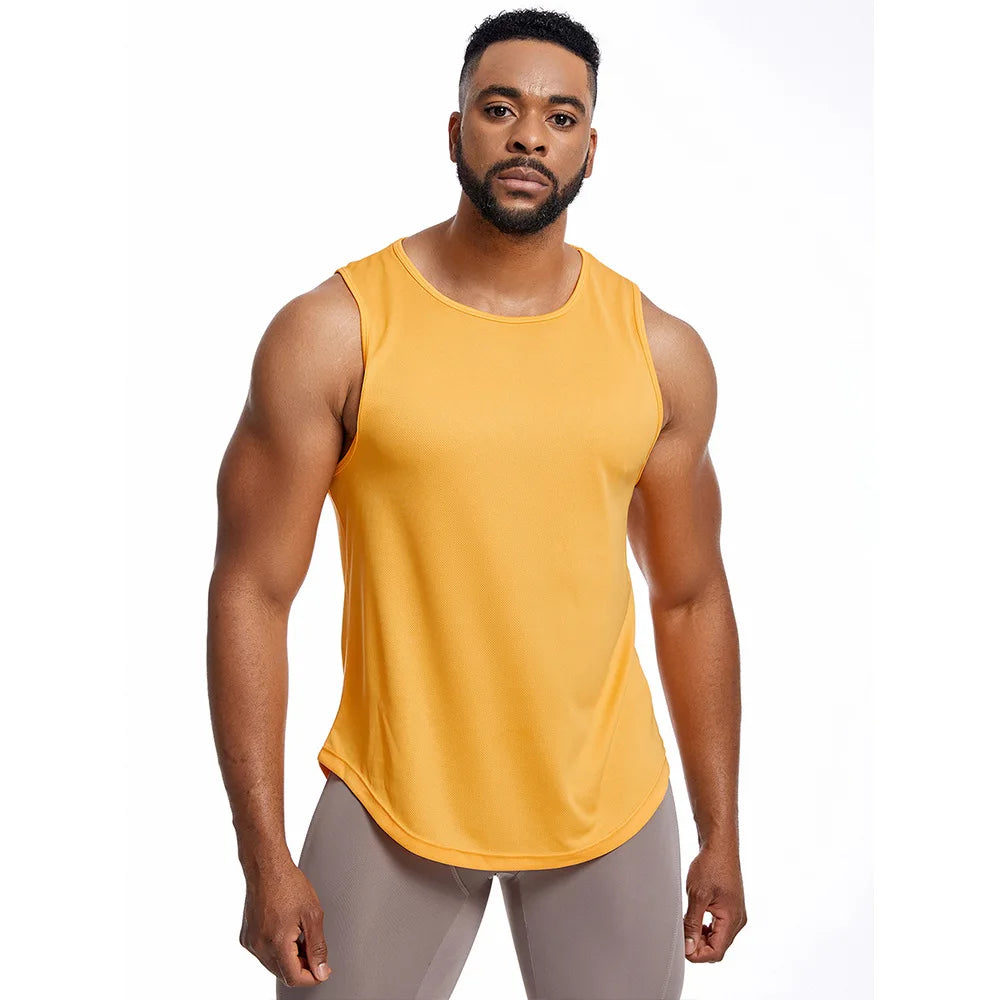 Custom LOGO Men'S Running Vest Marathon Training Sleeveless Shirts Breathable Sports Jogging Tank Tops Quick Dry Basketball Tees