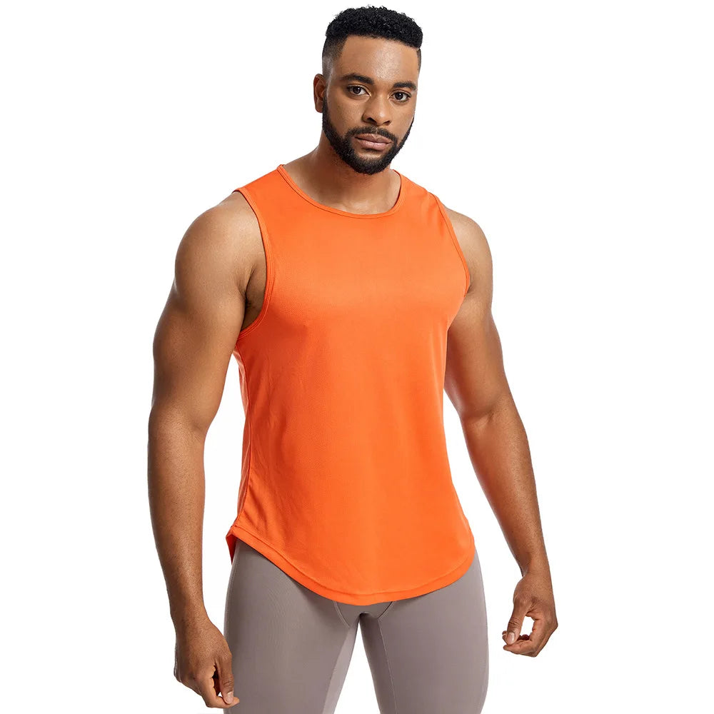 Custom LOGO Men'S Running Vest Marathon Training Sleeveless Shirts Breathable Sports Jogging Tank Tops Quick Dry Basketball Tees