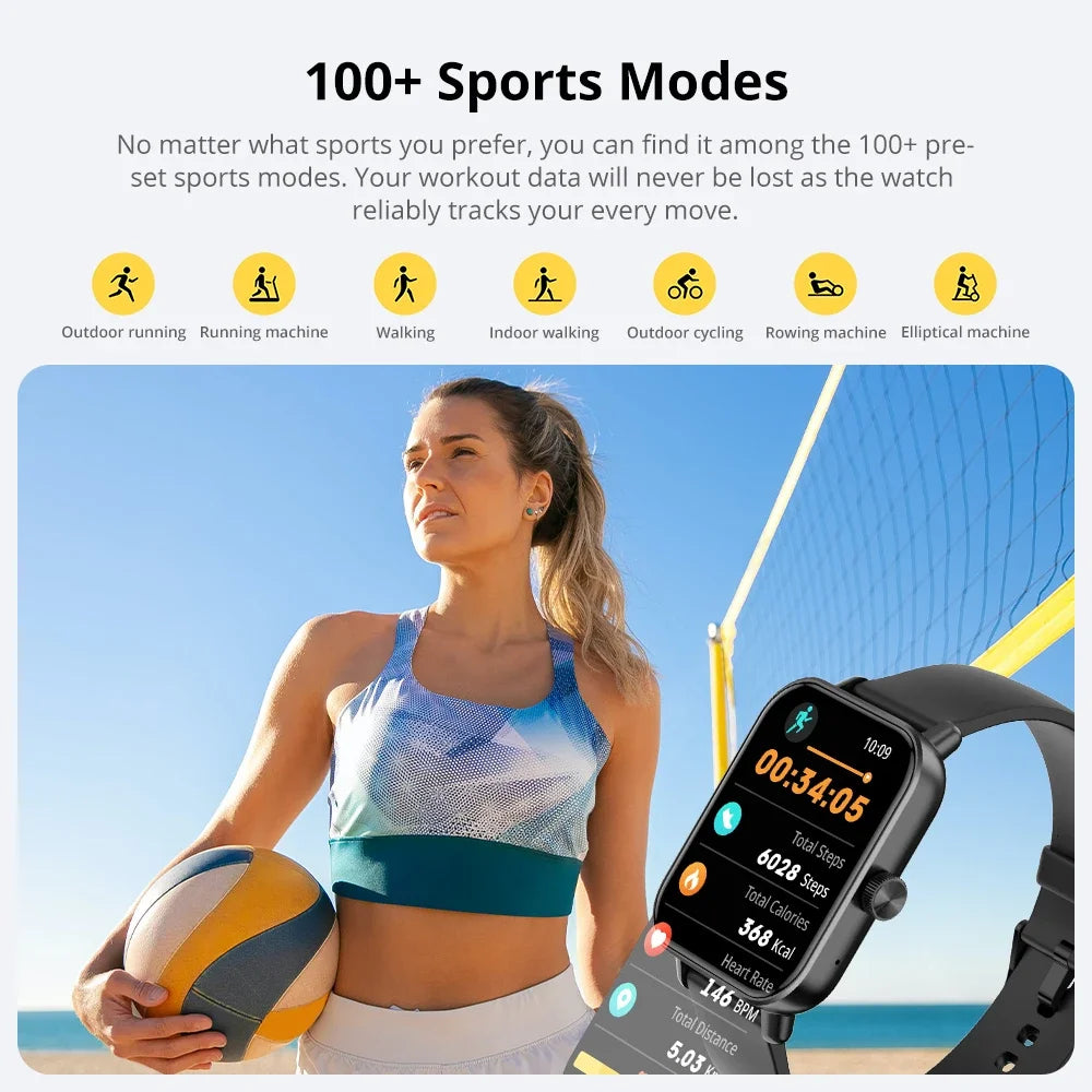 P81 Voice Calling Smart Watch Ultra 1.9 Inch Screen 24H Health Monitor 100+ Sports Modes, Bluetooth Smartwatch Men Women