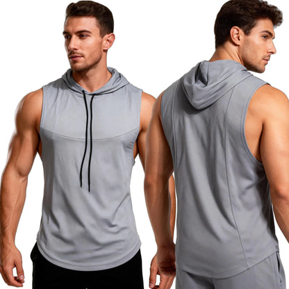 Custom LOGO Quick Dry Sleeveless Hoodies Men Hooded Running Shirts Sports Training Workout Sportswear Vest Gym Fitness Tank Tops