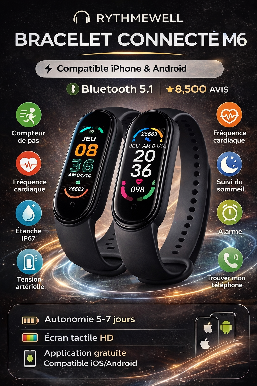 MONTRE CONNECTÉE - La montre qui suit votre rythme.
